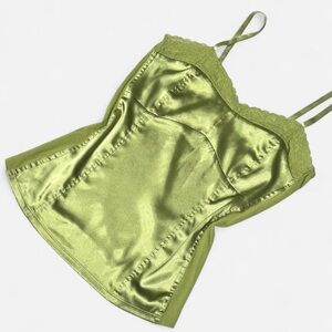 Vintage 90s Fairy Green Cami, Satin, Size Small